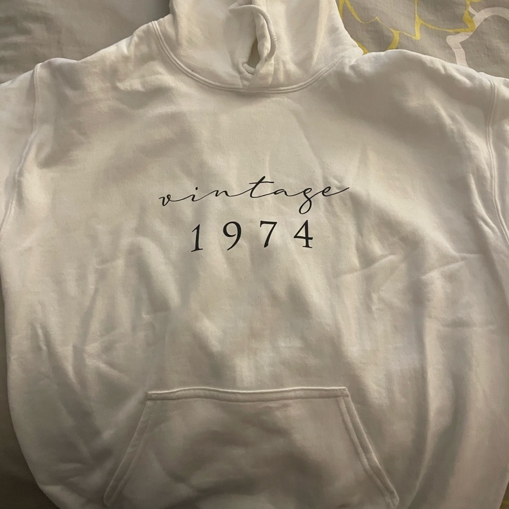 White Vintage 1974 Hoodie